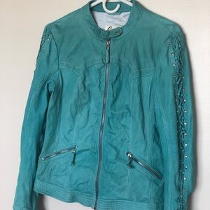 Scully Turquoise Leather Jacket